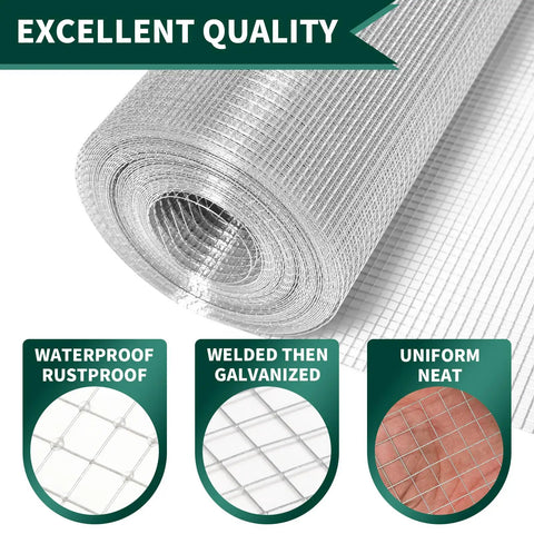 Heavy Duty 19 Gauge Hardware Cloth 16X50 Ft Roll Featuring Half Inch Square Mesh Rustproof Steel Fence Wire for Poultry Coops and Backyard Rodent Guard.