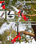 10 Ft Pole Saw For Tree Trimming With Steel Blade And Pruning Scissors Two In One Pro Grade Heavy Duty Manual Limb Cutter in use