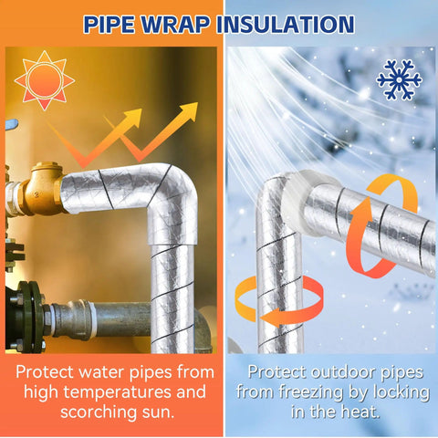 Foil Backed Cotton Pipe Wrap Insulation For Outdoor Water Lines on metal pipes in warm and cold weather conditions.