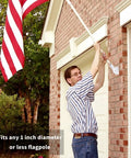 Man installing Heavy Duty Aluminum Flag Pole Holder With No Sweat Setup, Adjustable Outdoor Mounting Bracket That Stays Put, Rust Free And Built Tough.
