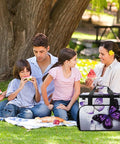 Family enjoying picnic with Insulated Picnic Backpack Tote Bag With 30L Capacity White Purple Butterflies Cooler Bag in park