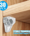 Heavy Duty Clear Shelf Pin Pegs 3mm With Solid Zinc Steel Core 30 Pack Adjustable Cabinet Support Brackets installed on wood