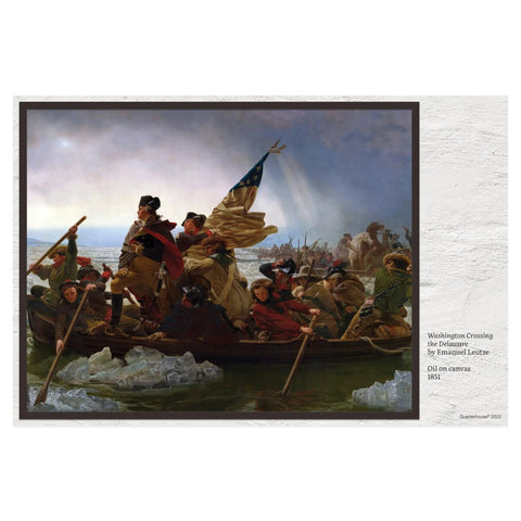 10 Poster Set Of American War Paintings For Social Studies Classrooms And K-12 Teachers, 12 X 18 Inch History Posters, learning of Washington crossing Delaware scene