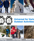 Ice Cleats For Boots Anti Slip Crampons With 19 Stainless Steel Spikes Traction Grips For Hiking Walking Fishing Mountaineering