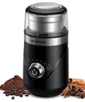 Electric Super Silent Blade Coffee Grinder With Timed Grind Control Rotary Knob, Adjustable Coarse To Fine Grind, Black