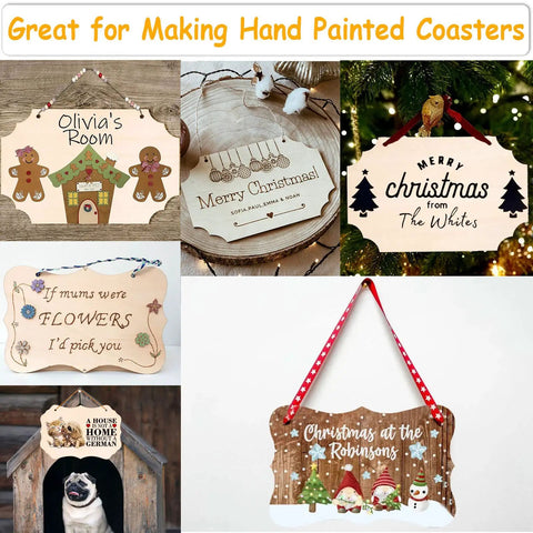 Pack Of 12 Unfinished Rectangular Wood Plaques Measuring 8.8 By 5.7 Inches With Free Burlap Twine For Diy Craft Painting Or Wood Burning totally blank slates for crafting signs.