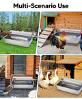 Top Tier Automatic Dog Water Dispenser 6 Liter Gravity Feeder in use for chickens and ducks outdoors.