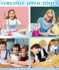 Collage of 24 Pack Single Hole Punches being used for crafts, homework, and teaching in various classroom and home settings.