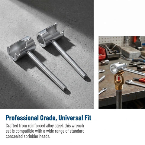 Heavy Duty Steel Fire Sprinkler Wrench For Concealed Heads Anti Grip Handle, universal fit with reinforced alloy steel.