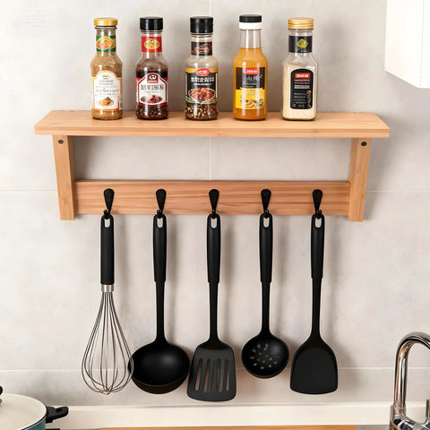 Wall Shelf With Hooks For Entryway And Living Room Must Have Multi Purpose Wooden Shelf With Heavy Duty Metal Hooks