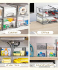3 Pack Clear Acrylic Stackable Storage Drawers For Makeup And Bathroom Organizer in various settings organizing essentials.
