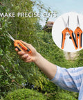 Person using Three Pack Garden Pruning Shears With Stainless Steel Blades Handheld Clippers For Gardening Snips And Pruners