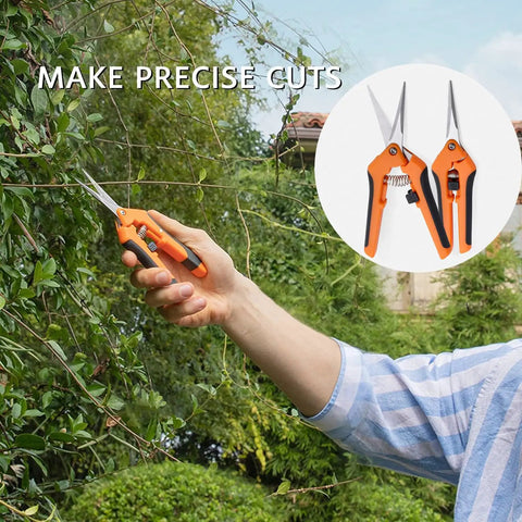 Person using Three Pack Garden Pruning Shears With Stainless Steel Blades Handheld Clippers For Gardening Snips And Pruners