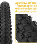 Close-up of 24x1.95 Folding Mountain Bike Tires With Levers And Liners Replacement MTB Tires For Off Road Riding Puncture Resistant Durable 24 Inch Tire tread detail showcasing aggressive off-road grip.