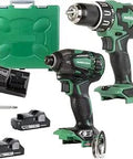 18V MultiVolt Cordless Hammer Drill and Triple Hammer Impact Driver Combo Kit with keyless chuck and batteries