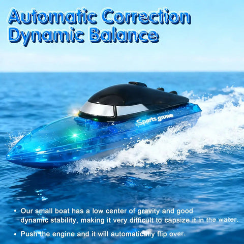 Remote Control Boat With 1800mAh Battery Transparent Hull 10 LED Lights Auto Reverse 2.4GHz Waterproof Racing Speedboat Toy For Kids 8-12 And Adults The Go-To Lake Or Pool Gift on water surface