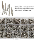 RC Car Screw Kit 451Pcs Stainless Steel Fastener Set in clear box with organized compartments for 1/5 scale RC cars