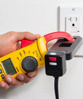 Pro Grade Digital Snap Around Clamp Meter With 5 Functions And 9 Range For Quick Voltage Testing, Measures 400 600V AC DC, Resistance And Continuity, Data Hold, Auto Power Off, Includes Case, Yellow Compact Tool in hand testing outlet