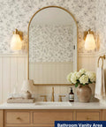 FLSNT Wall Sconces Set of 2, Hardwired E26 Wall Lighting, Modern Polished Gold Vanity Light with Frosted White Glass Shade illuminating a bathroom vanity.