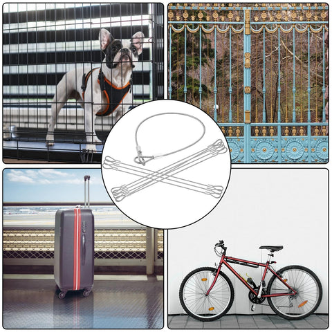 Stainless Steel Wire Cable With Loops, 12 Inch Vinyl Coated, 7x7 Strand, Heavy Duty Security Cable for gates, luggage, bike