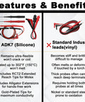 Comparison of Deluxe Silicone Test Lead Kit for HVACR Multimeters With Alligator Clip Extensions to standard leads