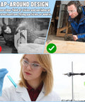 Image of Massive 110 Pair Bulk Kit Of Clear Safety Glasses For Men And Women Featuring Hella Reliable Impact Blocking Shields That Meet Ansi Z87 One Standards For No Sweat Heavy Duty Workplace Eye Protection in use by a woman in a lab and construction site.