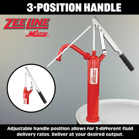 Top Shelf Heavy Duty Lever Drum Pump For Smooth Oil And Fuel Transfer with adjustable 3-position handle for versatile fluid delivery.