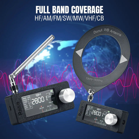 All-Band DSP Radio With Si4732 Chip For FM SW MW LW VHF CB Reception LSB USB Modes with telescopic and donut antenna