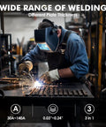 Person welding with 140 Amp 3 In 1 MIG Welder For Flux Core MIG Stick And Lift TIG 110V Portable Inverter Gasless Welder