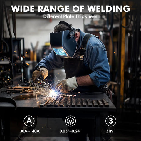 Person welding with 140 Amp 3 In 1 MIG Welder For Flux Core MIG Stick And Lift TIG 110V Portable Inverter Gasless Welder