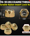 5/16 18 Nylon Insert Lock Nuts Grade 8 Alloy Steel Nylock Hex Nuts Yellow Chromate Zinc High Strength 50 Pack