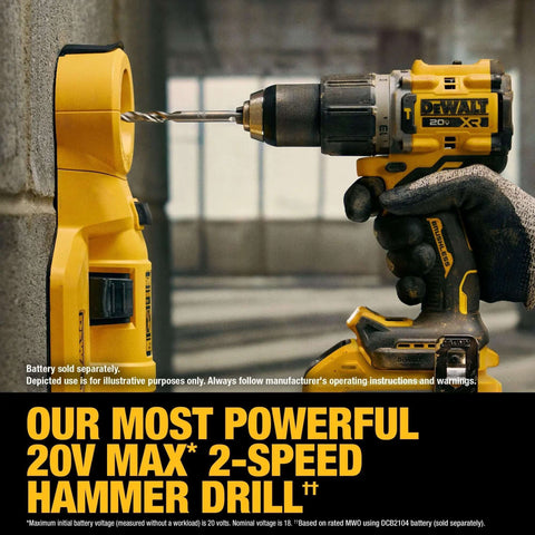 Pro Grade Brushless Cordless Hammer Drill Kit Paired With Half Inch Chuck And Five Amp Hour Battery Plus Lightning Charger ready to shred through masonry.