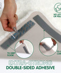 Person applying Non Slip Rug Grippers For Area Rugs Pack Of 9 Reusable Washable Anti Slip Corner Pads With Double Sided Tape