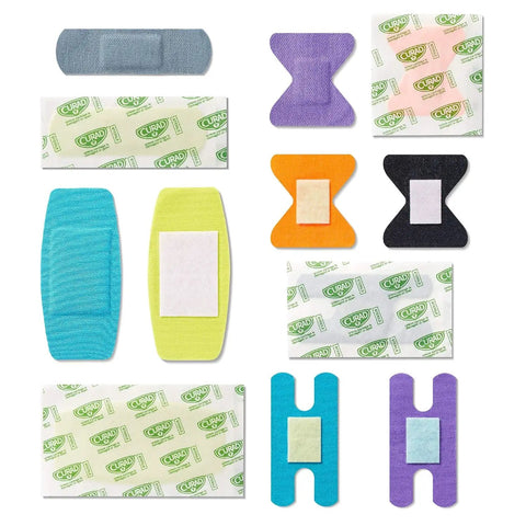 Extreme Hold Antibacterial Bandages For Fingers And Knuckles, Flexible Fabric Strips, Variety Pack, Assorted Sizes And Colors, 50 Count