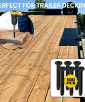 Beefy Heavy Duty Trailer Deck Screws 1/4-20 By 2-1/2 Inch Flat Head Type F Self-Tapping Screws shown installed on wooden decking