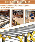 Adjustable Roller Stand For Conveyor With Locking Wheels Supports Up To 980 Lbs, 22" wide rollers for smooth material handling.