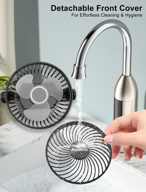 Cleaning detachable front cover of Two Pack Magnetic Golf Cart Fans Rechargeable 12000mAh Battery Portable Fans