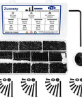 All In One M3 Screw Kit For 3D Printing With 710 Pcs Eight Lengths Of Screws M3x6mm M3x8mm M3x10mm M3x12mm M3x16mm M3x20mm M3x25mm M3x30mm Ten Point Nine Grade Alloy Steel Black Zinc Plated Button Head Screws Nuts Washers And Hex Wrench Set in open case