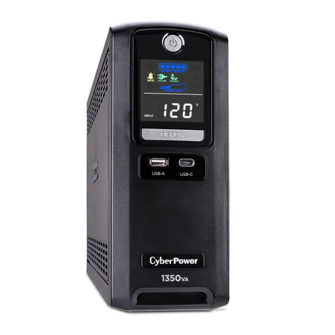 Line-Interactive UPS Battery Backup And Surge Protector For Your Home Office And Gaming Rig, 1350VA/810W, AVR, with LCD Display