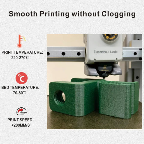 Badass PETG Carbon Fiber Filament 1.75Mm 1Kg Spool Bright Emerald Green printing test showing smooth results and printer settings.