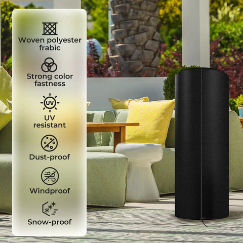 Rugged Heavy Duty Patio Heater Cover For Tower Style Heaters, Built To Last Oxford Fabric, Bombproof Weatherproof
