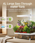 Indoor Hydroponics Growing System Kit With 13 Pods Dimmable Grow Light Four Liter Visible Water Tank in kitchen setting
