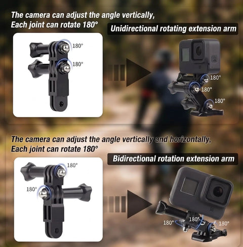 3 Way Adjustable Extension Pivot Arm Adapter Set For Cameras And Selfie Sticks With Lightweight ABS Build Stainless Steel Locking Screws Easy Install Durable 35mm Mount For Higher Angle Shots, 180° joints