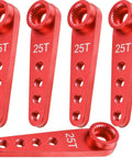 Five Pack Aluminum 25T Servo Horns 37mm With Four Hole Arms For Off Road RC Crawlers And Buggies Tight 25T Spline CNC Machined Durable Aluminum Beef Up Steering With Less Slop And Delay For Precise Control, red 25T servo horns