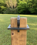 AR500 Hardened Steel Shooting Target 2x4 Topper Hook Three Eighths Inch Thick For 0.6 Inch Hole Mounting on wood frame