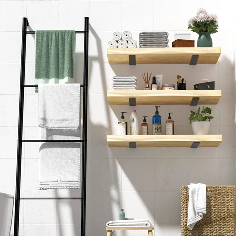 Six Pack Floating Shelf Brackets 12 Inch Heavy Duty Hidden L Brackets DIY Rustic Industrial Shelf Supports With Modern Iron Finish Black Holds Up To 200 Lbs Easy Install