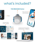 Breathing Exerciser For Stronger Lungs And Drug Free Respiratory Therapy, Boost Oxygen Flow, Easy At Home Lung Training With Guided Mobile App And Online Video Protocol For Daily Breathwork And Lung Gains, box and app