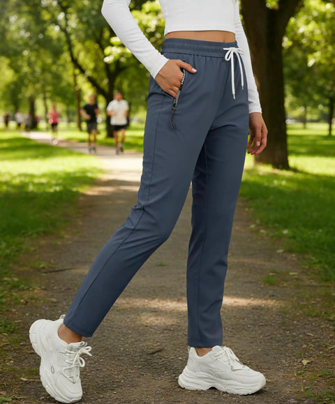 Lightweight Breathable Hiking Pants For Women Over 50 With Zipper Pockets Stretch Active Quick Dry Travel Pants For Camping Fishing And Workouts Comfortable Fit Navy Blue.