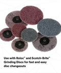 Durable 2 Inch Quick Change Disc Pad Assembly for Roloc Abrasives with backup pad and grinding discs in various colors