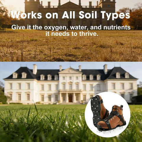 Two Pairs Lawn Aerator Shoes With Hook And Loop Straps For Easy Foot Protection And Spike Action Heavy Duty Spiked Sandals